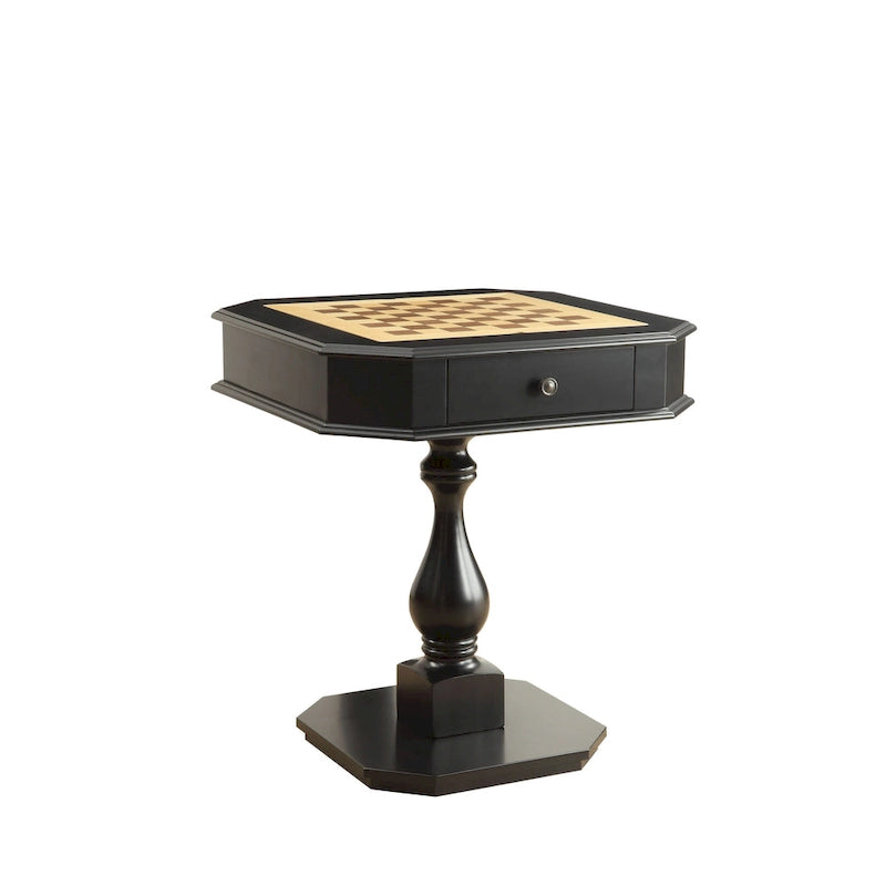 Table de jeu carrée 3-en-1 avec plateau d'échecs réversible et tiroirs de rangement