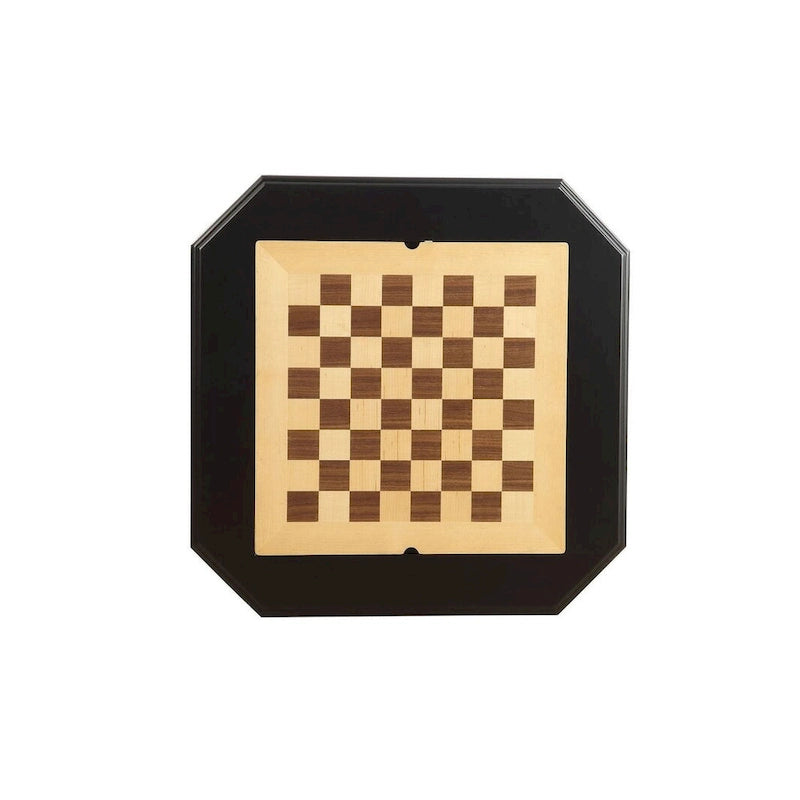 Table de jeu carrée 3-en-1 avec plateau d'échecs réversible et tiroirs de rangement