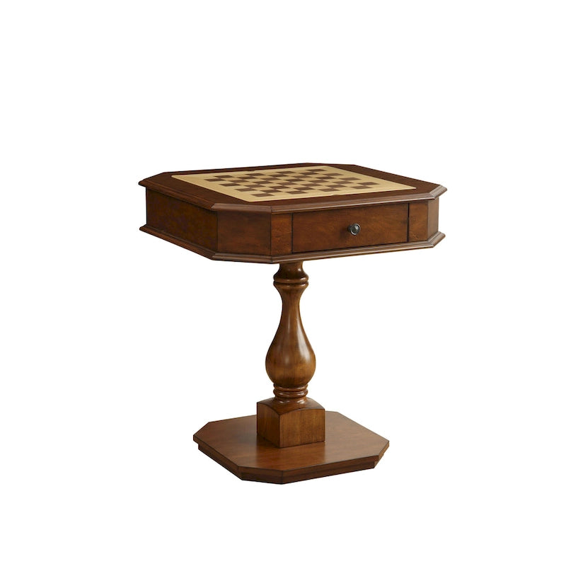 Table de jeu carrée 3-en-1 avec plateau d'échecs réversible et tiroirs de rangement