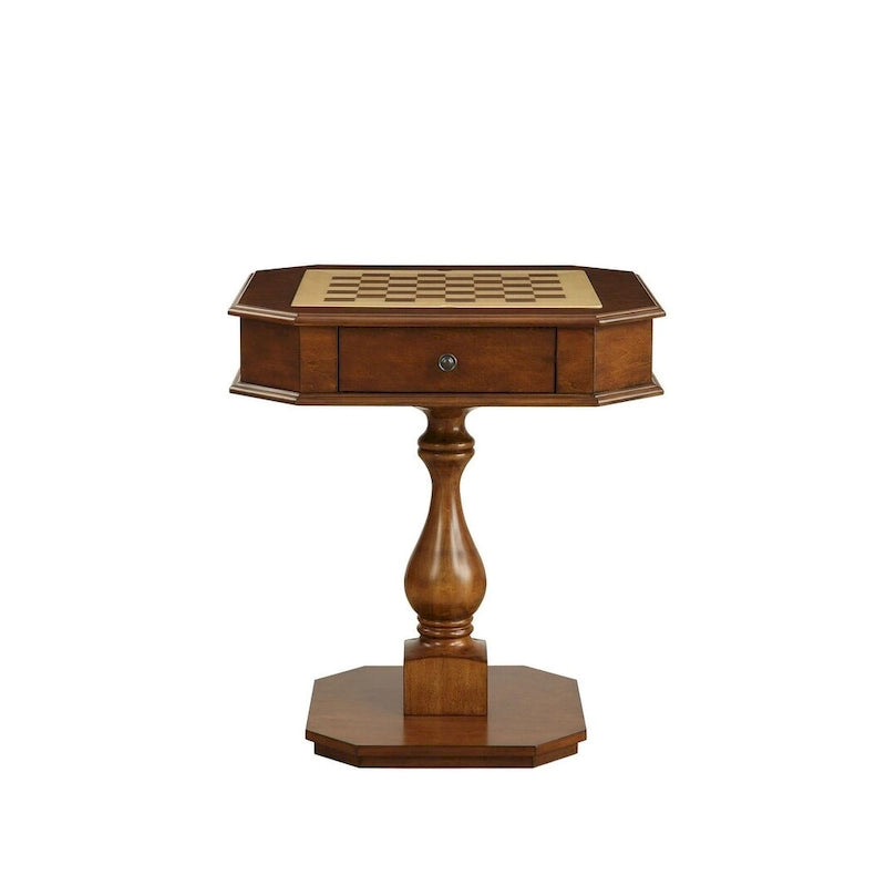 Table de jeu carrée 3-en-1 avec plateau d'échecs réversible et tiroirs de rangement