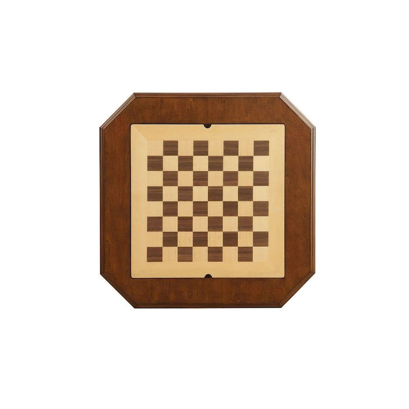 Table de jeu carrée 3-en-1 avec plateau d'échecs réversible et tiroirs de rangement