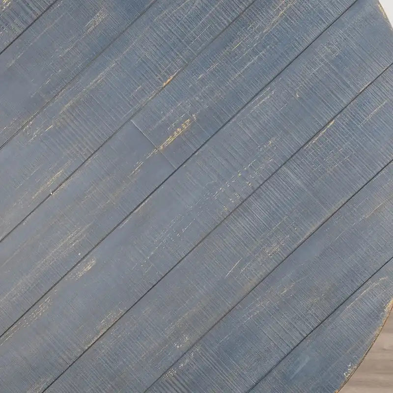 Table de salle à manger de ferme ronde de 54 po en lattes, bleu océan