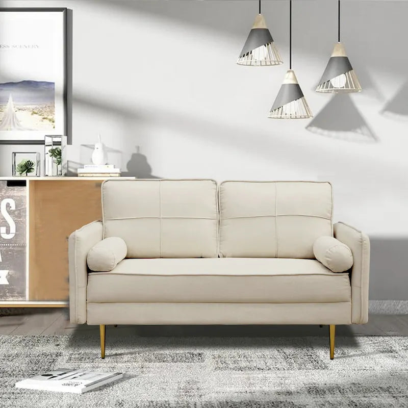 Causeuse contemporaine à bras arrondis avec pieds chromés | Canapé 2 places
