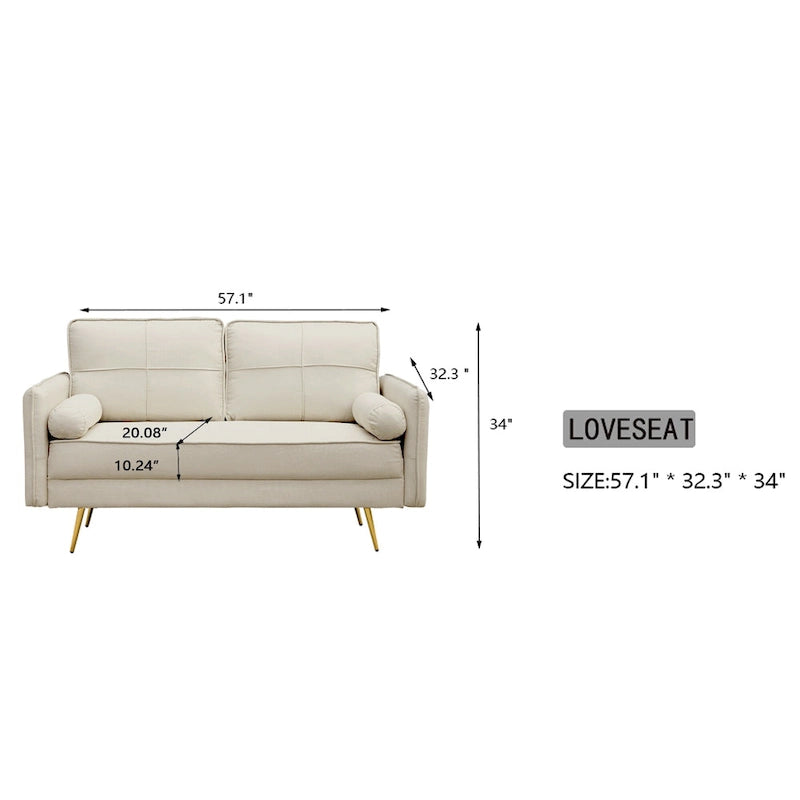 Causeuse contemporaine à bras arrondis avec pieds chromés | Canapé 2 places