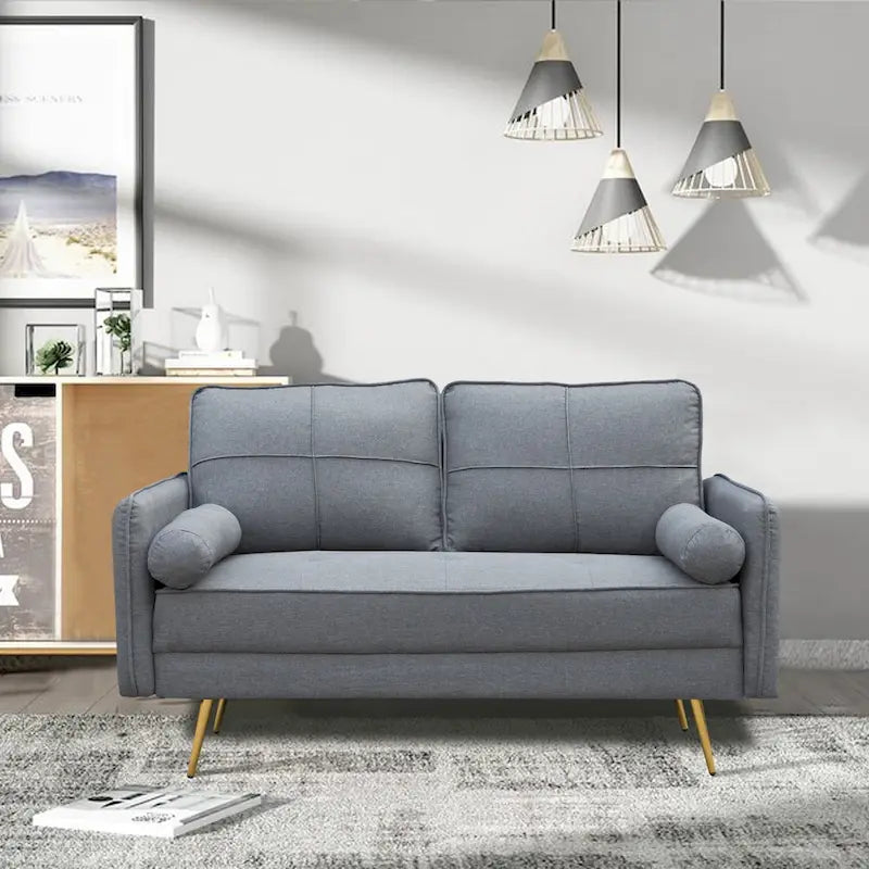Causeuse contemporaine à bras arrondis avec pieds chromés | Canapé 2 places