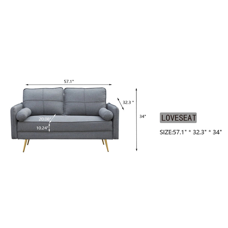 Causeuse contemporaine à bras arrondis avec pieds chromés | Canapé 2 places