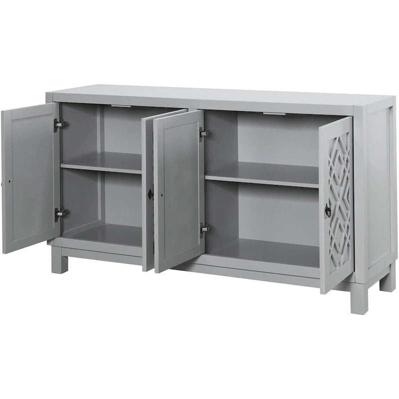 Buffet 4 portes avec étagères réglables | Portes à motif losanges
