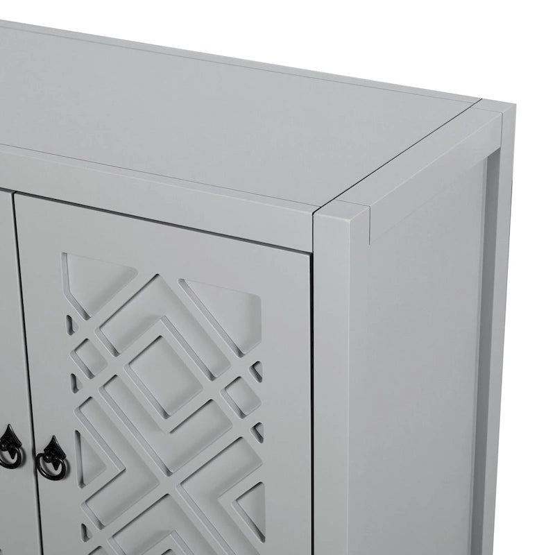 Buffet 4 portes avec étagères réglables | Portes à motif losanges