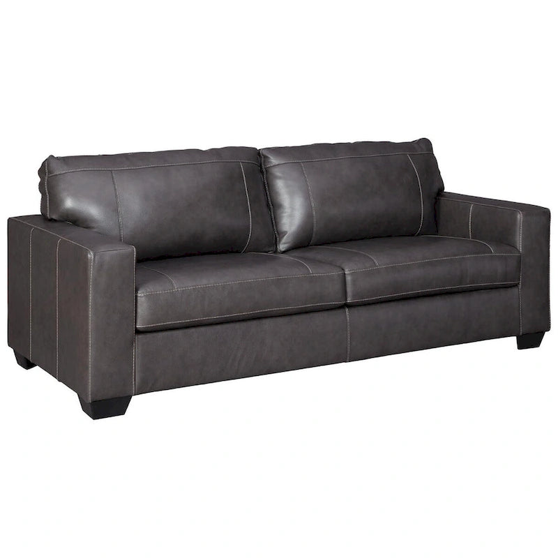 Canapé Contemporain en Cuir avec Plateforme & Surpiqûres Contrastées