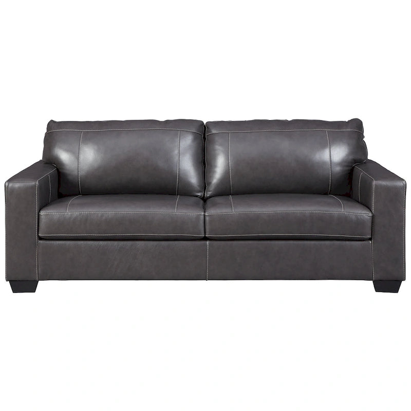 Canapé Contemporain en Cuir avec Plateforme & Surpiqûres Contrastées