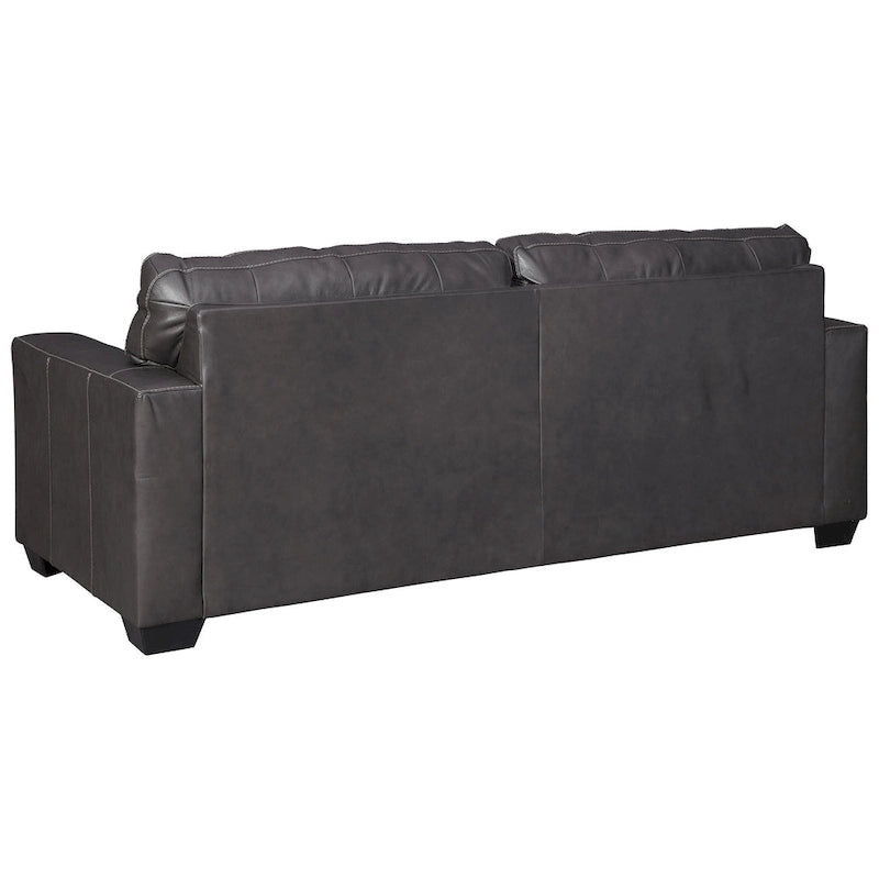 Canapé Contemporain en Cuir avec Plateforme & Surpiqûres Contrastées