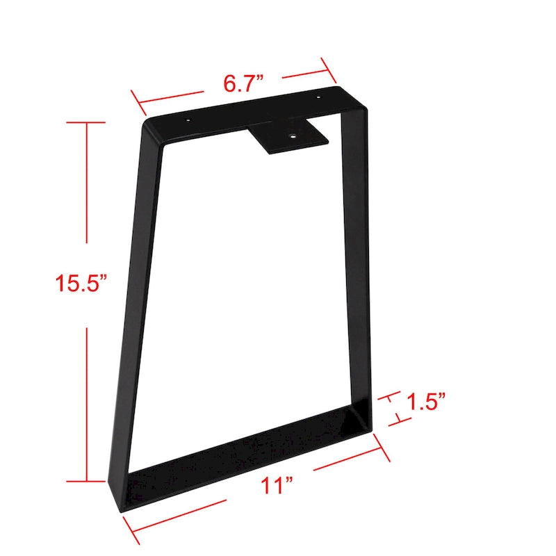 Lot de 2 pieds de table trapèze en métal thermolaqué noir | Style Mid-Century Modern DIY