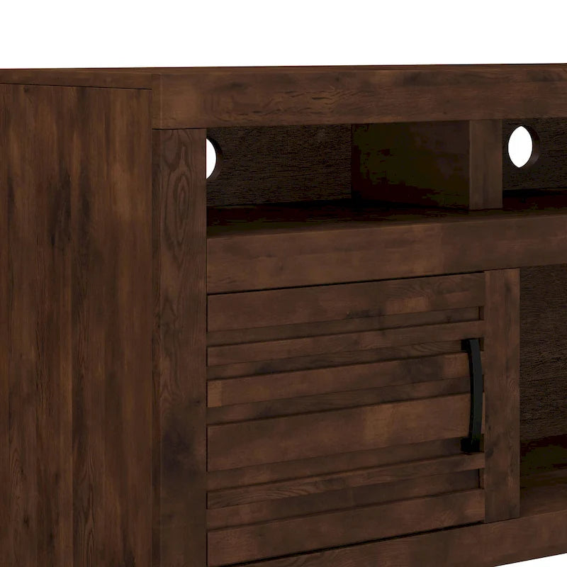 Meuble TV console en bois d'aulne noueux de 183 cm pour téléviseurs jusqu'à 216 cm