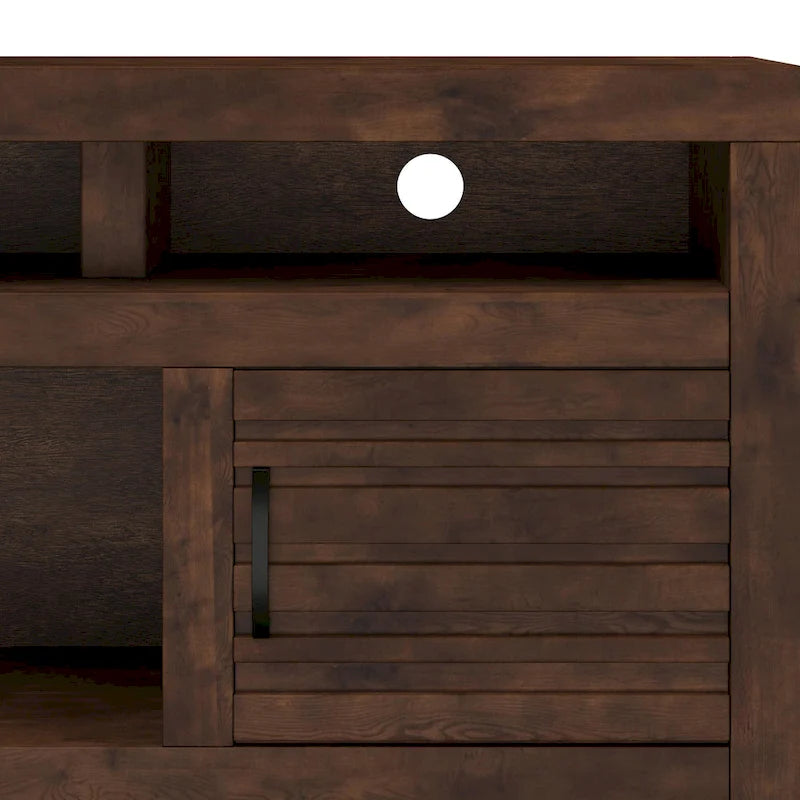 Meuble TV console en bois d'aulne noueux de 183 cm pour téléviseurs jusqu'à 216 cm