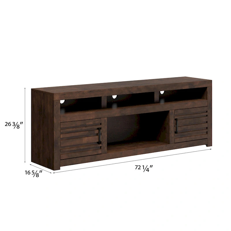 Meuble TV console en bois d'aulne noueux de 183 cm pour téléviseurs jusqu'à 216 cm