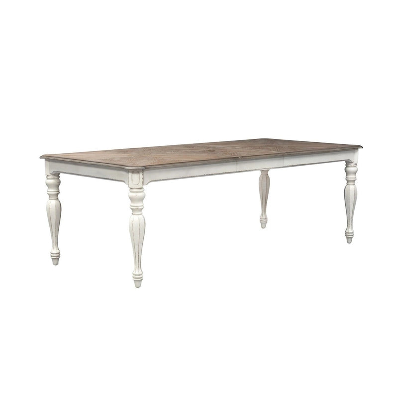 Table à manger rectangulaire extensible avec allonge de 45 cm et pieds tournés
