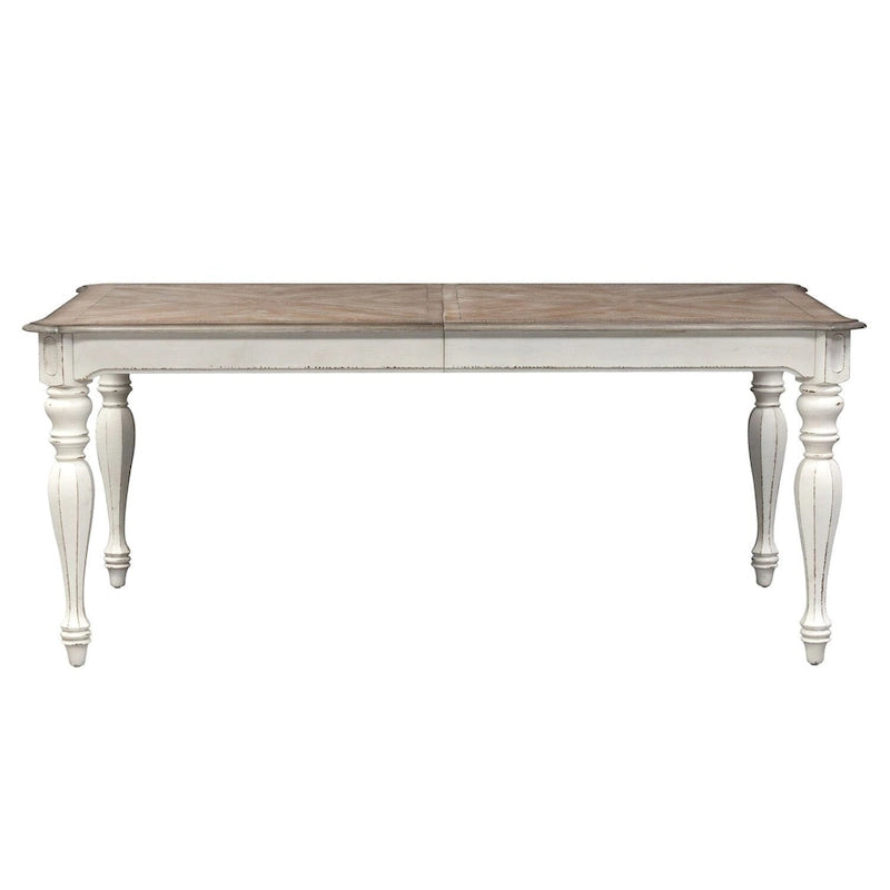 Table à manger rectangulaire extensible avec allonge de 45 cm et pieds tournés