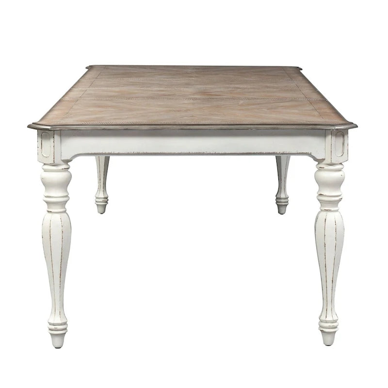 Table à manger rectangulaire extensible avec allonge de 45 cm et pieds tournés