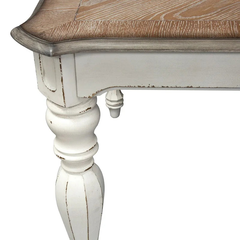 Table à manger rectangulaire extensible avec allonge de 45 cm et pieds tournés