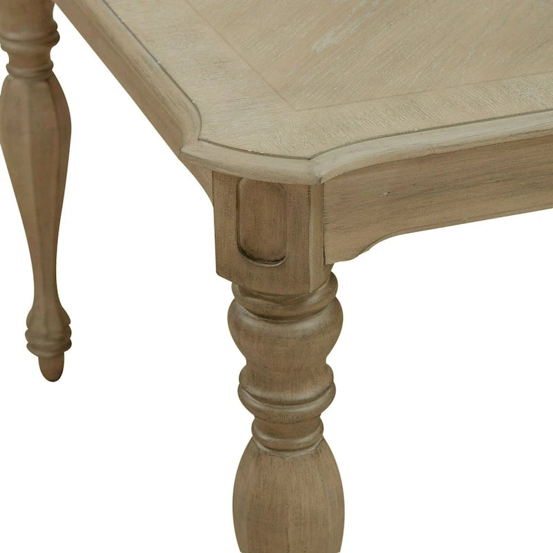 Table à manger rectangulaire extensible avec allonge de 45 cm et pieds tournés