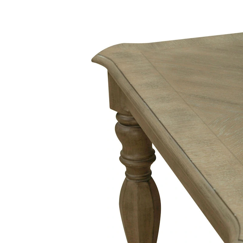 Table à manger rectangulaire extensible avec allonge de 45 cm et pieds tournés