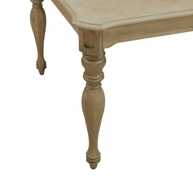 Table à manger rectangulaire extensible avec allonge de 45 cm et pieds tournés