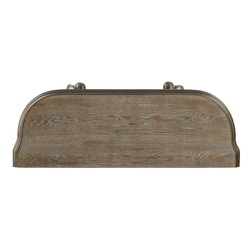 Console de style antique avec piètement en fer forgé en forme de pattes de cheval