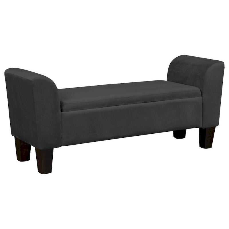 Banc de rangement capitonné de 55" avec assise en velours et accoudoirs rembourrés