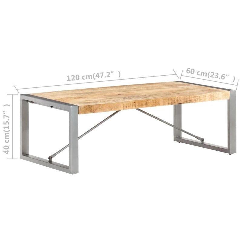 Table basse en manguier massif avec pieds en acier de style industriel