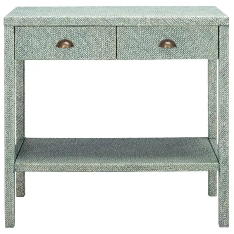 Console 2 tiroirs 1 étagère | Accent turquoise et or