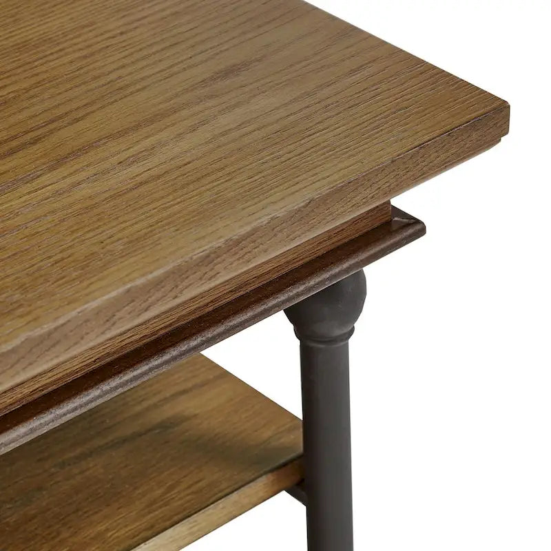 Table basse rectangulaire industrielle avec étagères de rangement ouvertes