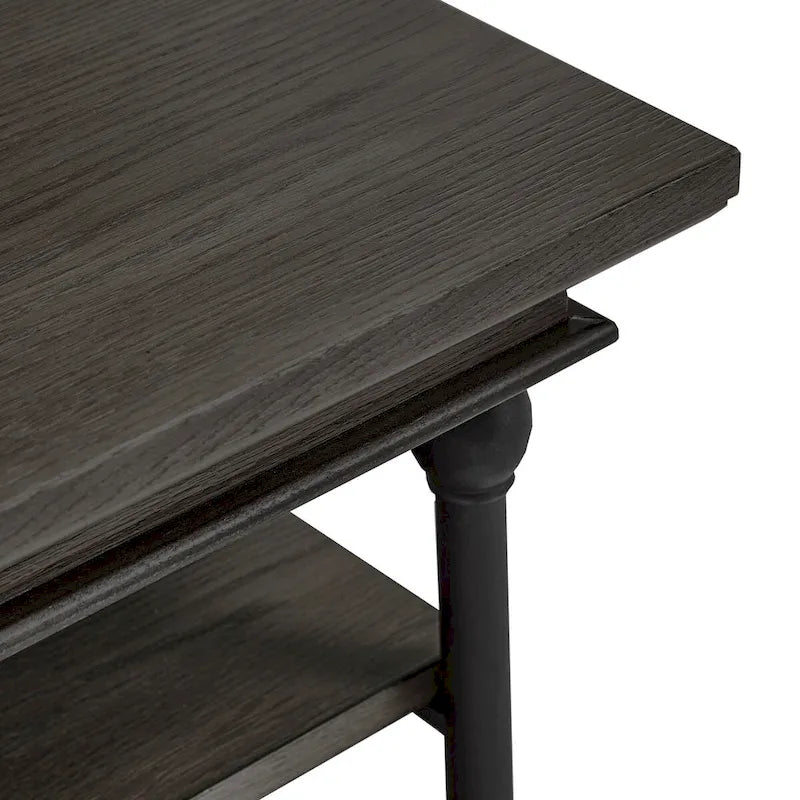 Table basse rectangulaire industrielle avec étagères de rangement ouvertes