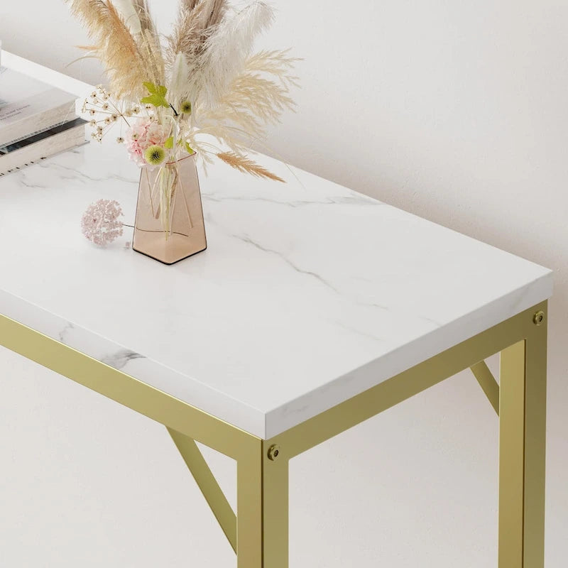 Console étroite et mince avec cadre métallique | Table de canapé peu encombrante