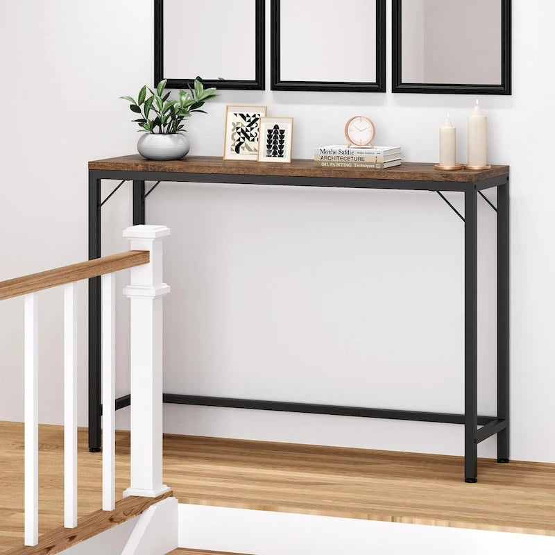 Console étroite et mince avec cadre métallique | Table de canapé peu encombrante