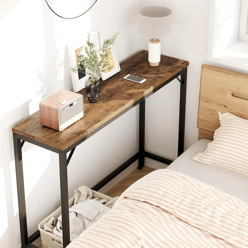 Console étroite et mince avec cadre métallique | Table de canapé peu encombrante