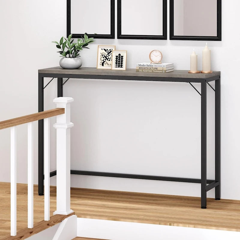 Console étroite et mince avec cadre métallique | Table de canapé peu encombrante