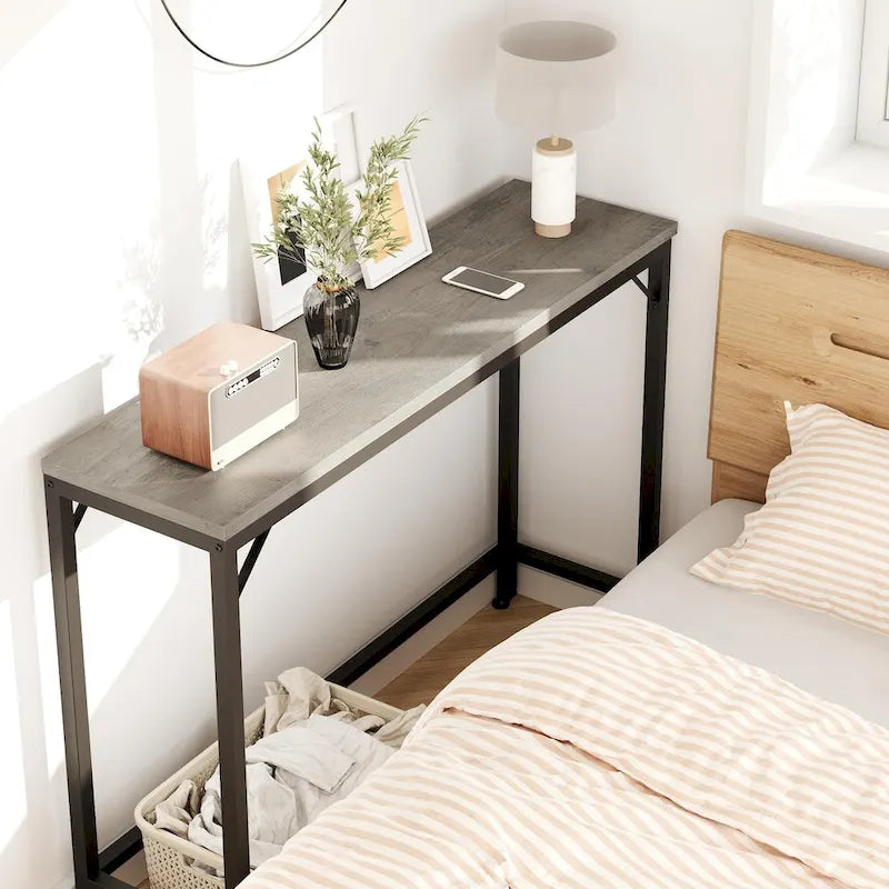 Console étroite et mince avec cadre métallique | Table de canapé peu encombrante