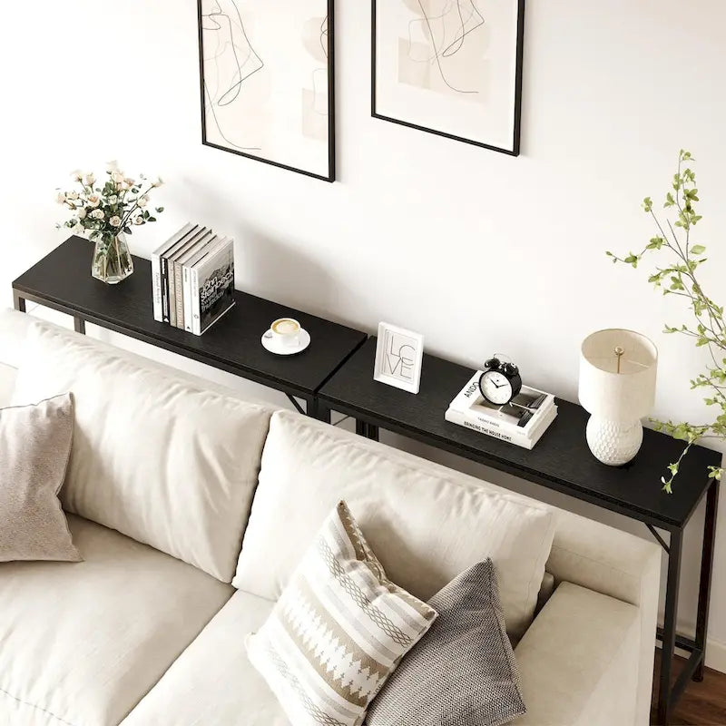 Console étroite et mince avec cadre métallique | Table de canapé peu encombrante