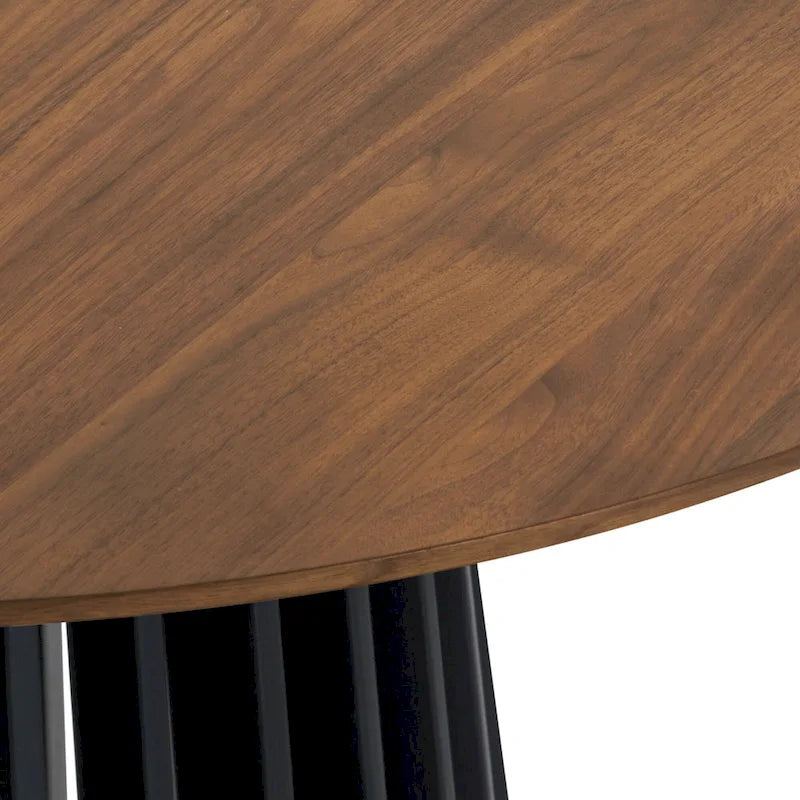 Table à manger ovale en bois massif de 79 po avec piètement central à lattes | 7 places