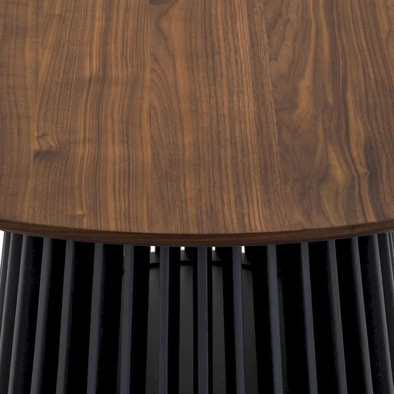 Table à manger ovale en bois massif de 79 po avec piètement central à lattes | 7 places