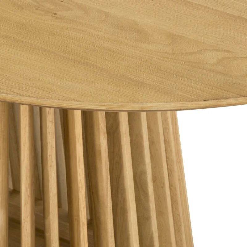 Table à manger ovale en bois massif de 79 po avec piètement central à lattes | 7 places