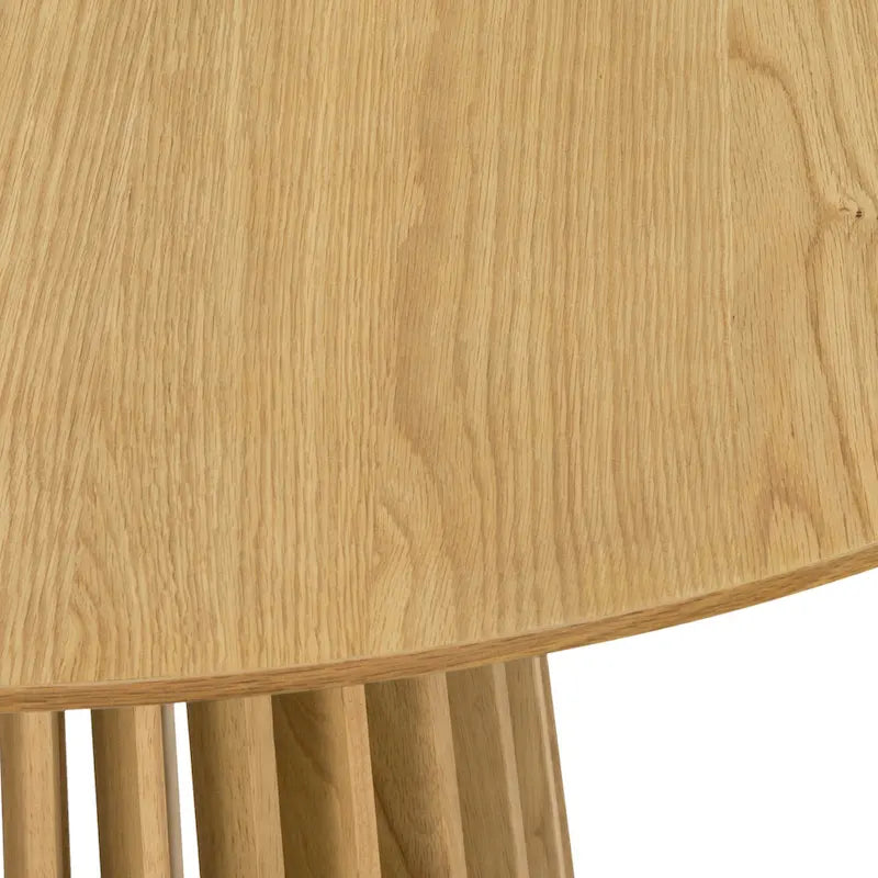 Table à manger ovale en bois massif de 79 po avec piètement central à lattes | 7 places
