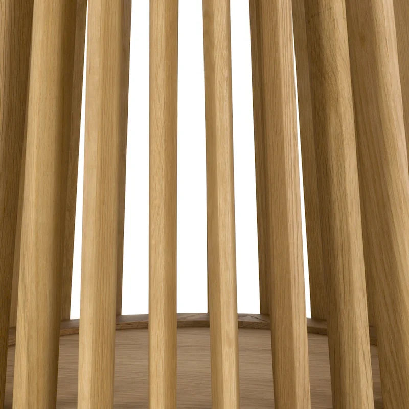 Table à manger ovale en bois massif de 79 po avec piètement central à lattes | 7 places