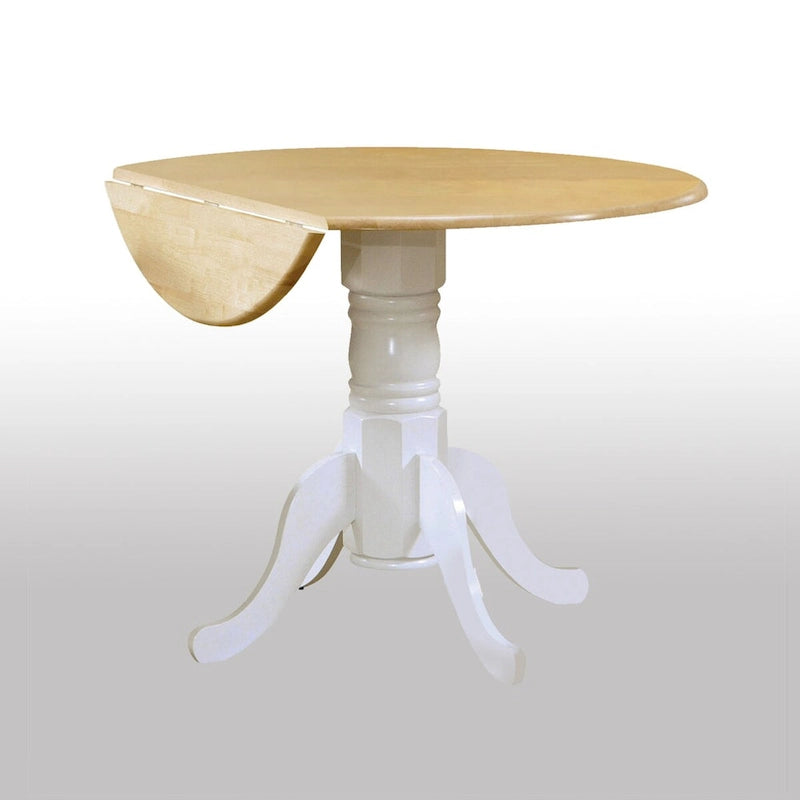 Table de salle à manger ronde à abattants avec piédestal en bois sculpté