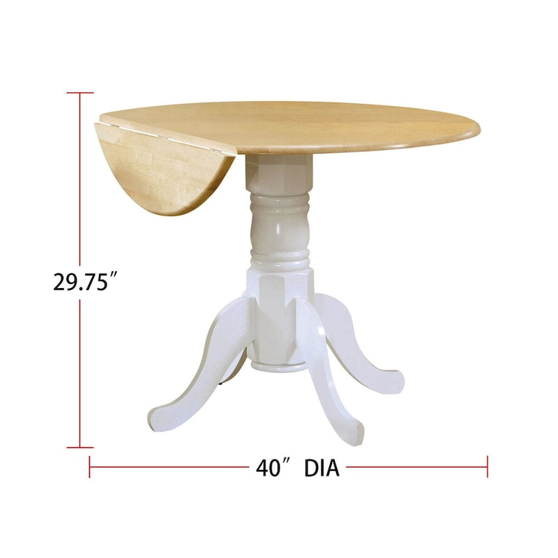 Table de salle à manger ronde à abattants avec piédestal en bois sculpté