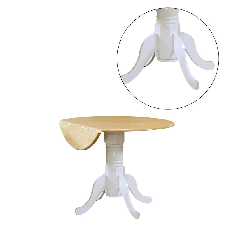 Table de salle à manger ronde à abattants avec piédestal en bois sculpté