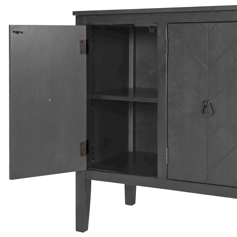 Bahut vintage à 3 portes avec détail à rayures diagonales