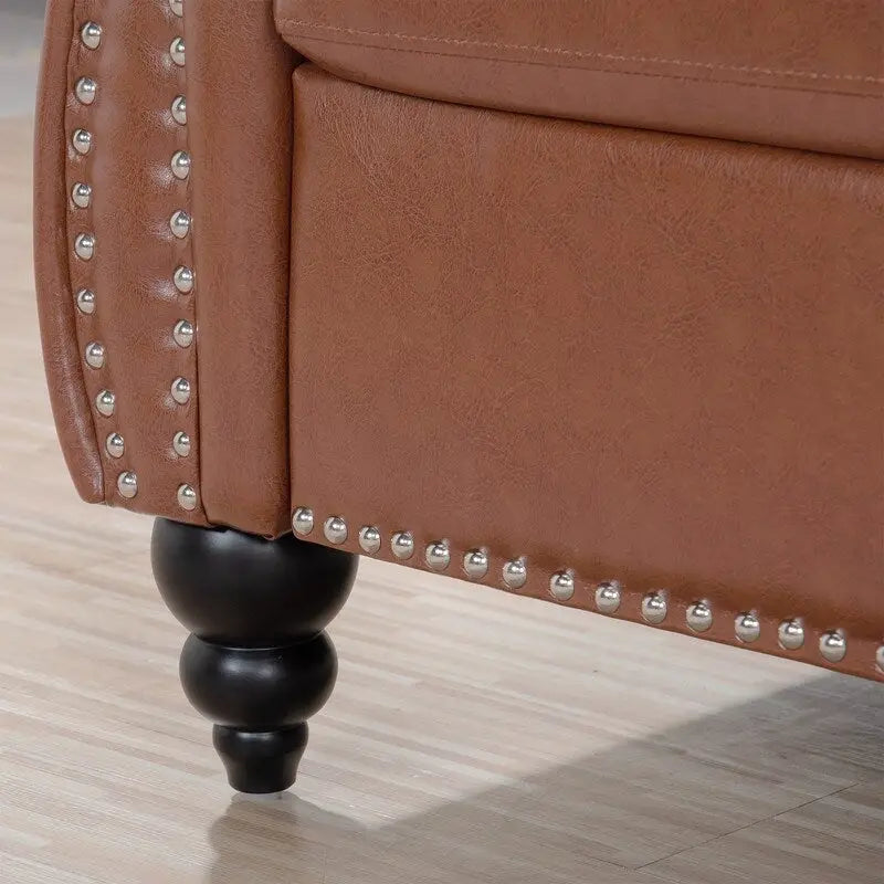 Canapé 3 places Chesterfield de 215 cm avec accoudoirs arrondis, capitonnage et clous décoratifs