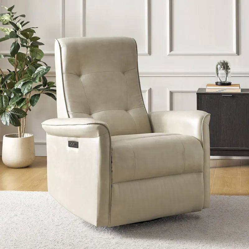 Fauteuil inclinable motorisé pivotant moderne avec port USB et dossier capitonné