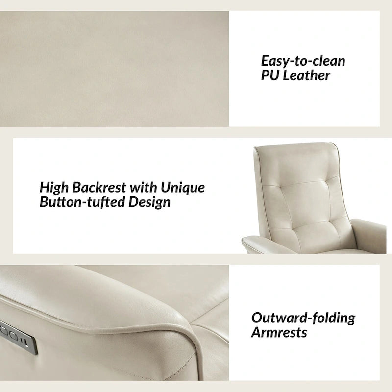 Fauteuil inclinable motorisé pivotant moderne avec port USB et dossier capitonné